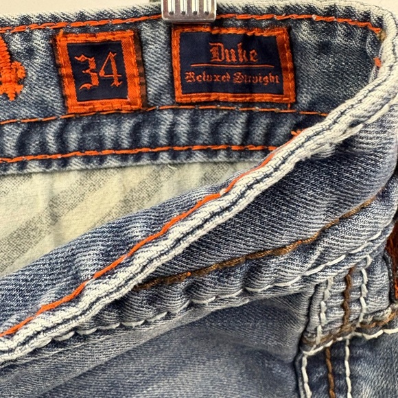 Rock Revival Men’s Jeans 34x27 Denim Duke Relaxed Straight Blue Jeans - Picture 9 of 11